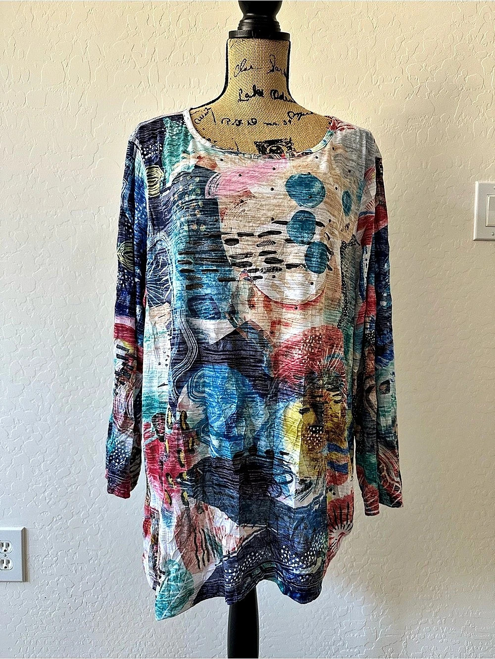 Ali Miles Abstract Multicolor Tunic Size XL